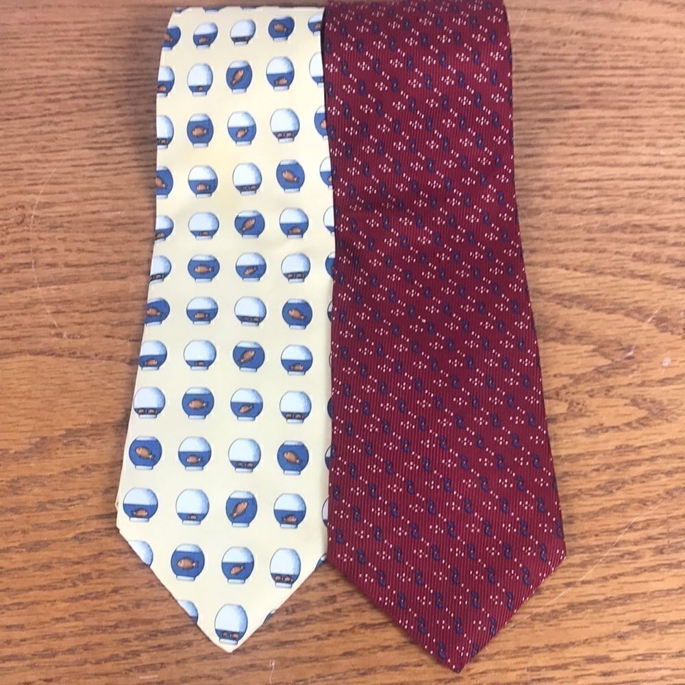 J.Crew & Nautica set 2 Ties Goldfish in bowl EUC